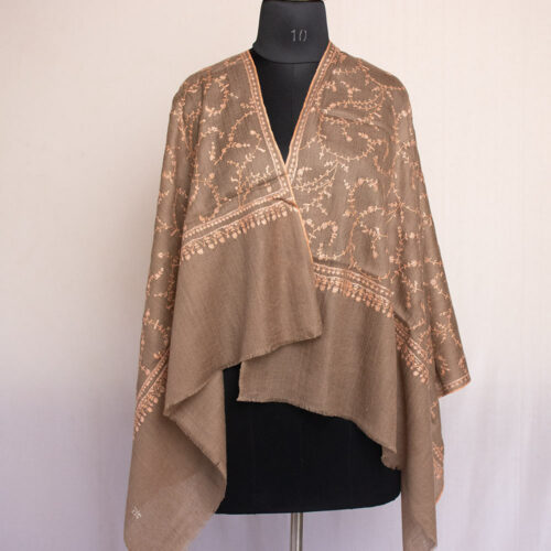 dark beige pashmina stole sozni jali stole