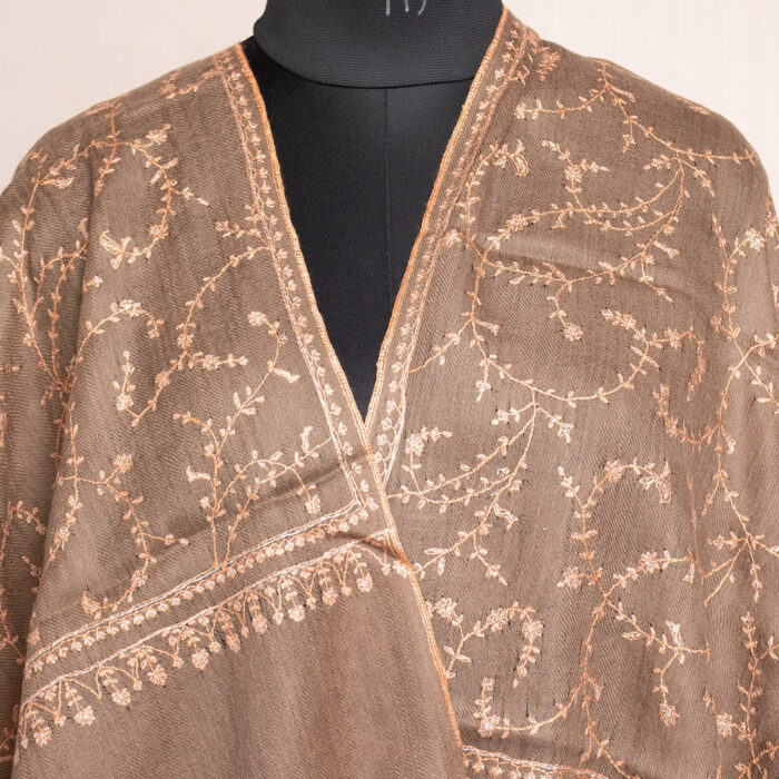 dark beige pashmina stole sozni jali stole india