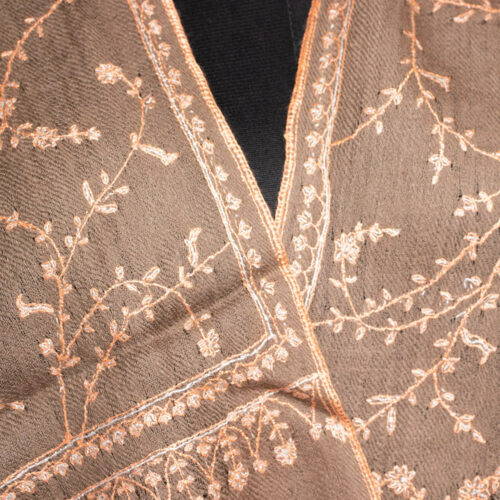 dark beige pashmina stole sozni jali stole india srinagar