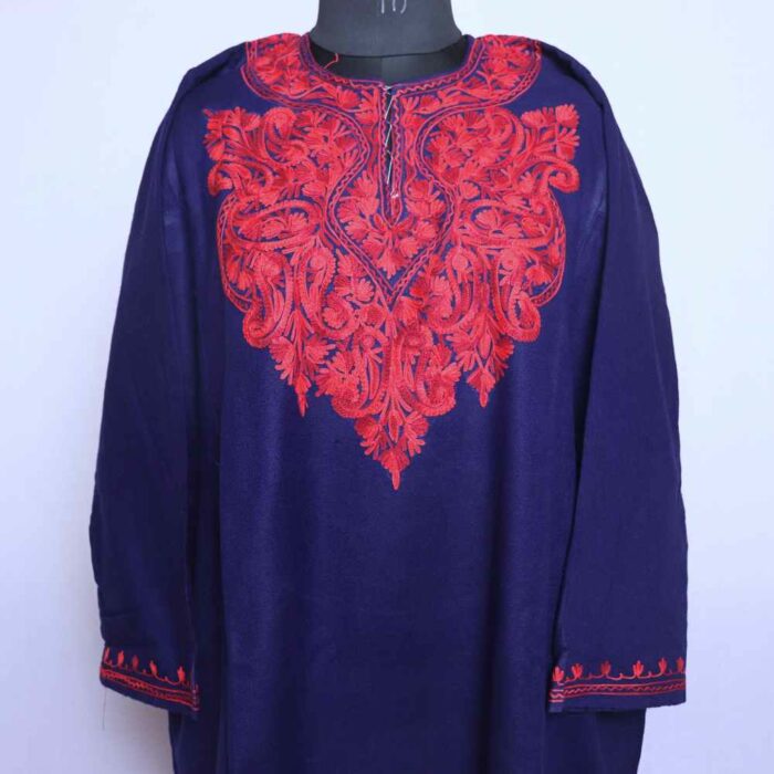 dark blue navy cashmilon pheran phiran aari 3