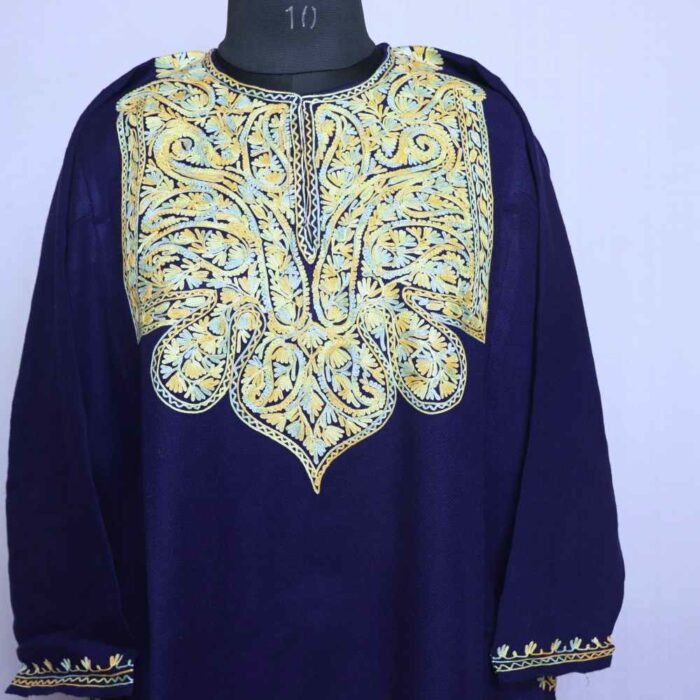 dark blue navy cashmilon pheran phiran aari 6