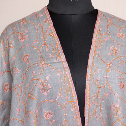 grey pashmina stole sozni work