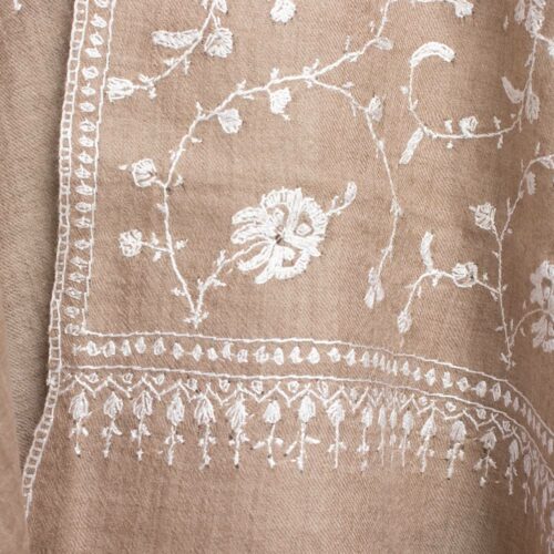 light natural pashmina stole sozni emroidery gyawun