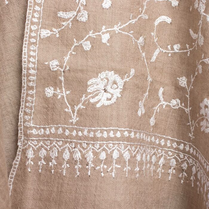 light natural pashmina stole sozni emroidery gyawun