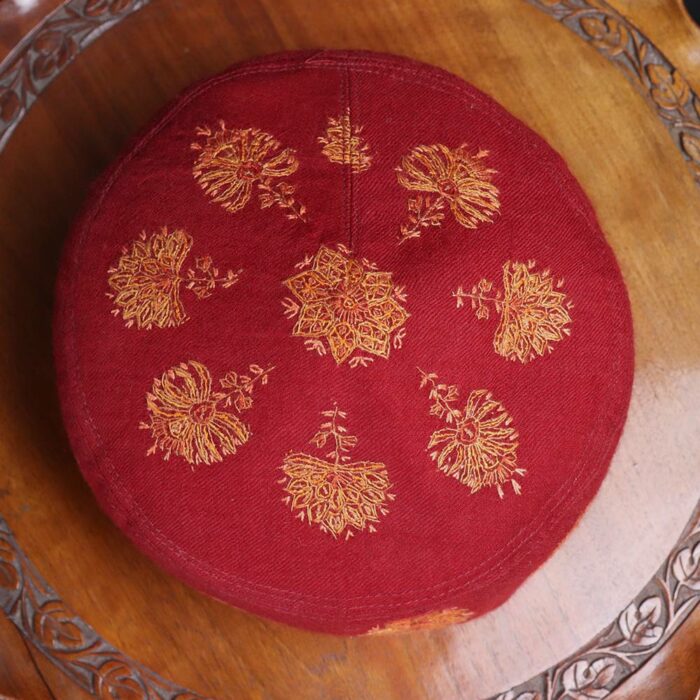 maroon kashmiri pashmina gift cap