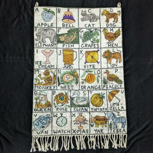 Abc Rectangular Hand Embroidered Alphabet Wall Hanging