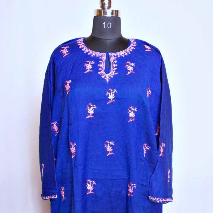 Kashmiri blue raffal pheran