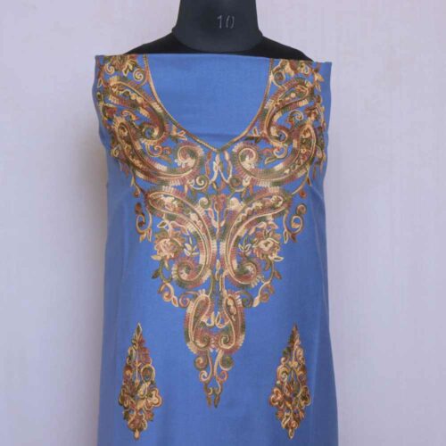Women velvat shahneel embroidery work unstitched kashmiri suit-bdsngoinhaviet.com.vn