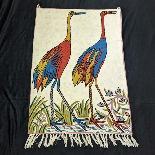 birds chain stitch wall hanging