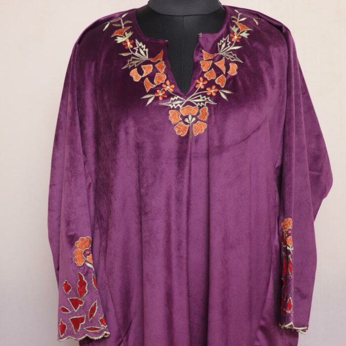 cutwork pheran purple 2