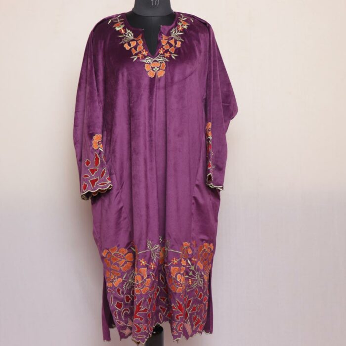 cutwork pheran purple 3