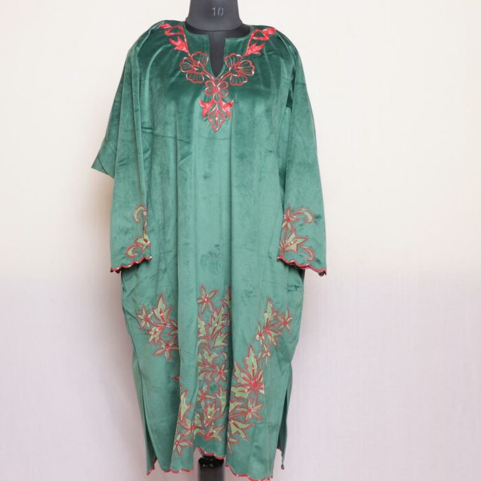 green cutwork pheran 1
