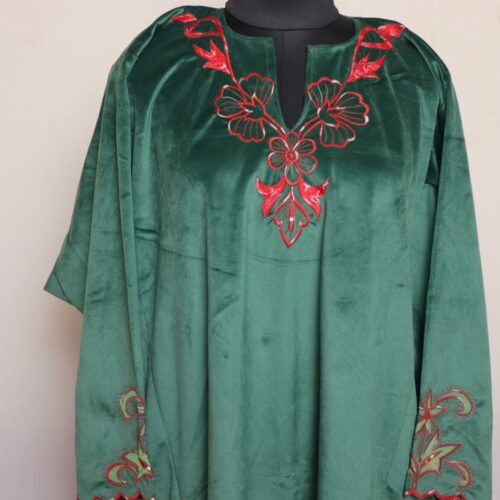 green cutwork pheran 3