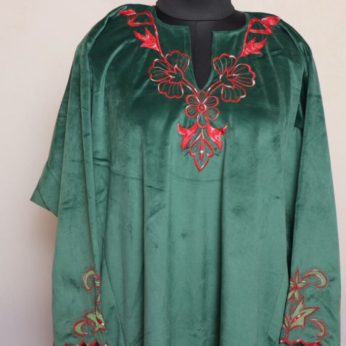green cutwork pheran 3