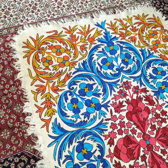 Namdah Rugs Luxury Gurezi 6×4Ft Pure Wool Double Work Handmade Aari Embroidered ...