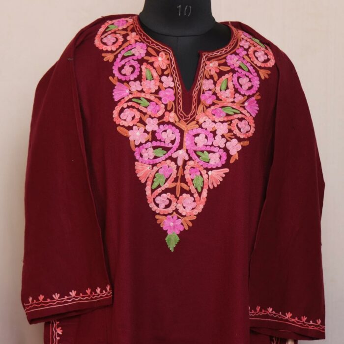 maroon budget wool pheran 2