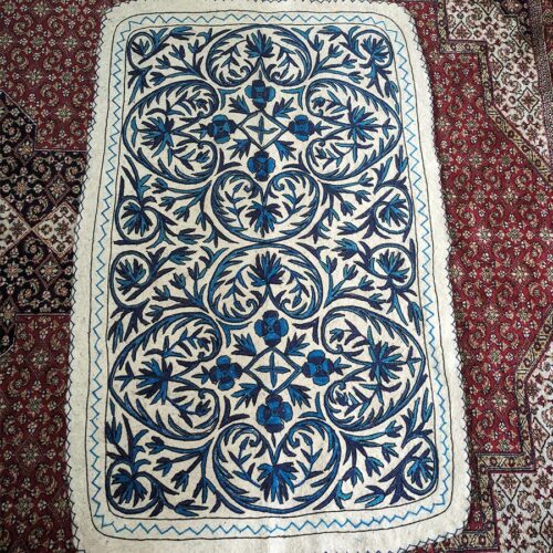 white blue boho rug