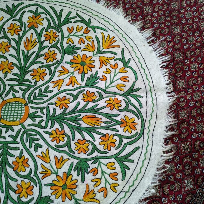 white green rug