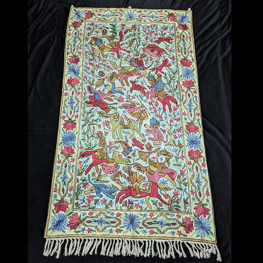 Mughal Art 5x3 Silk Chainstitch Wall Hanging Art - Gyawun