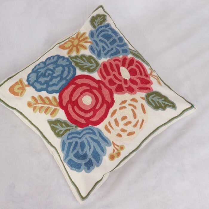 crewel floral cushion cover 40cm 2