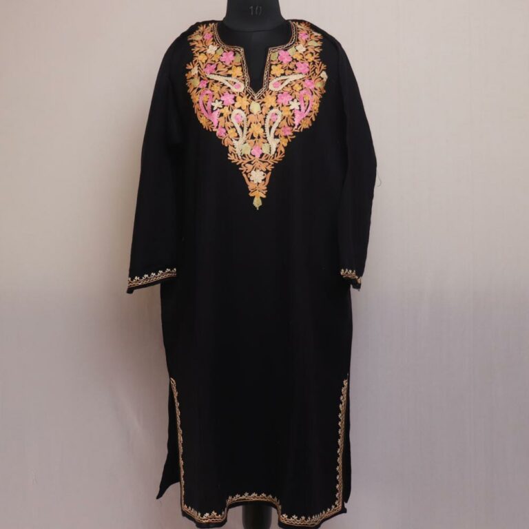 Kashmiri Woolen Pheran with Traditional Embroidery - Mustard