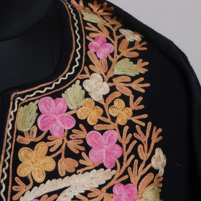 Kashmiri Woolen Pheran with Traditional Aari Embroidery - Sea Green