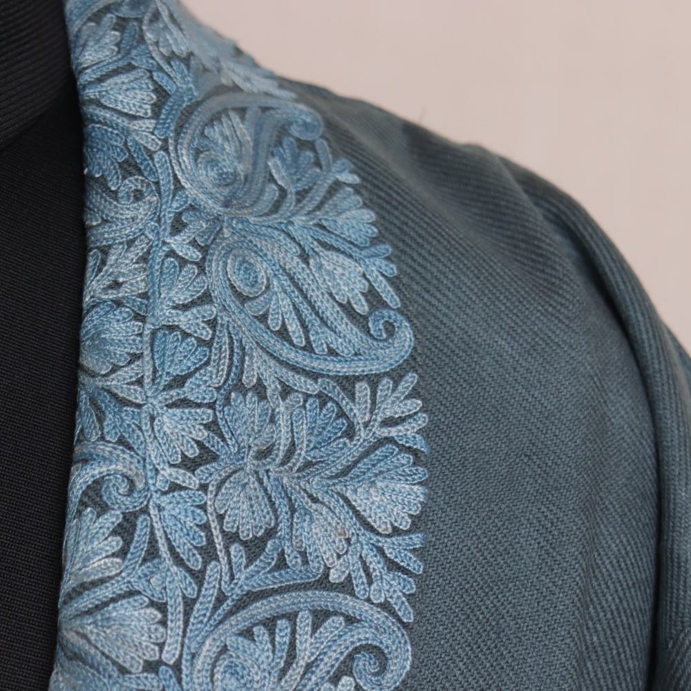 Blue Colour Kashmiri Work Embroidered Phiran Enriched Neckline Pattern