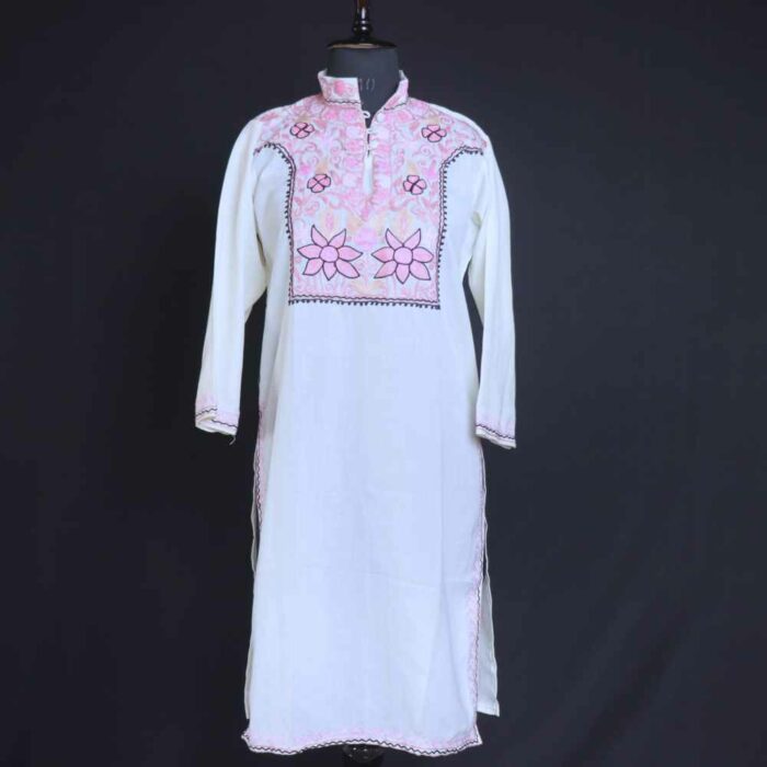 Kashmiri Woolen Stole with Aari Embroidery | Elegant Winter Wrap | Traditional Ethnic Wear for Women - Maroon