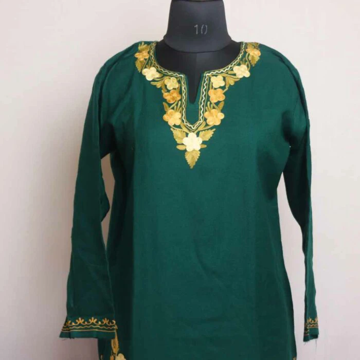Woollen Phiran With Aari Embroidery & Half Band Collar, Kashmiri Phirans,  Women Tunics, Indian Kurtis, Ethnic Wear, Vintage Kurtas - Etsy | Cotton  kurti designs, Womens tunics, Tunic designs
