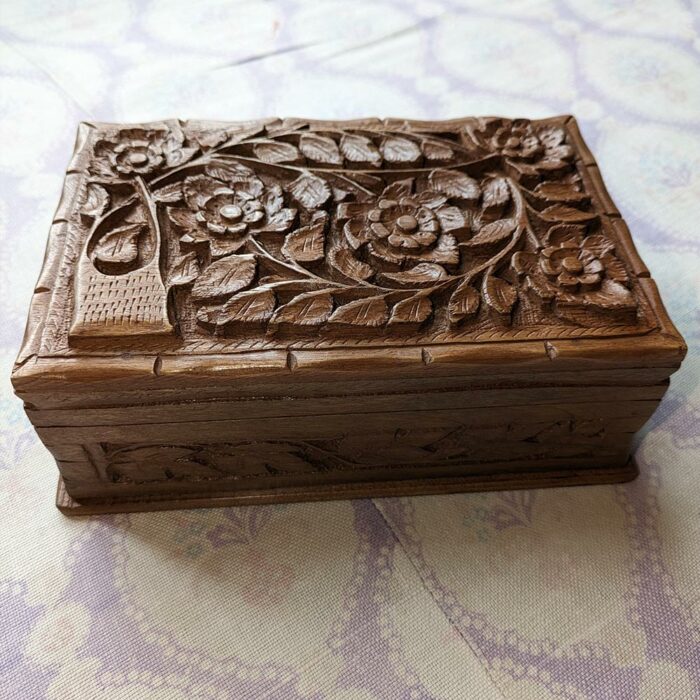 handmade jewlery box walnut wood kashmiri