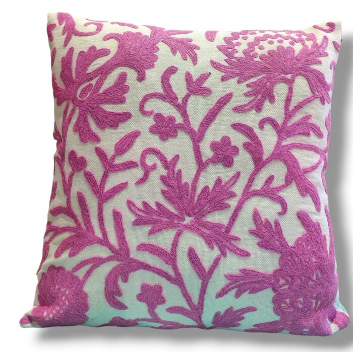 Multicolor - Silk Thread Crewel Hand Embroidery Cushion Cover (16 x 16 in) 12