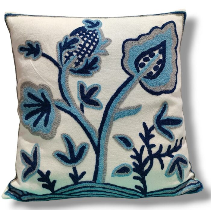 Multicolor - Silk Thread Crewel Embroidery Cushion Cover (16 x 16) 44