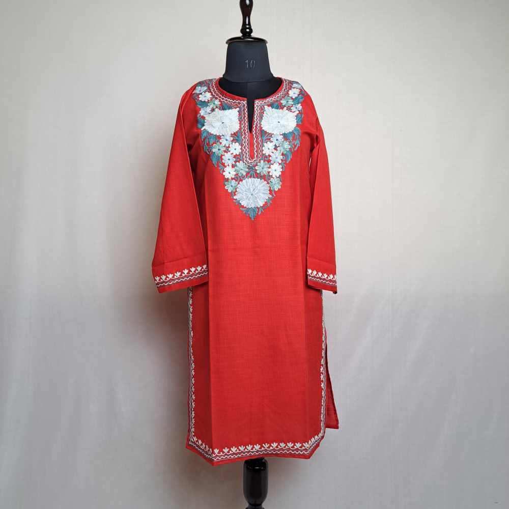 Kashmiri Embroidered Short Cotton Girls Top – Sarang