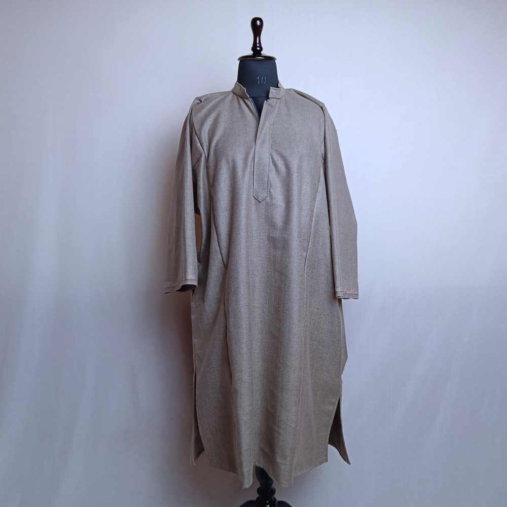 Soft Wool Dressing Gown in Gray With Light Gray Corded Tie and Brown Hand  Embroidery Men's Kashmiri House Coat - Etsy