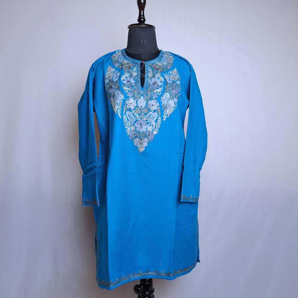 Blue Tone Asiya Kashmiri Girls Short Pheran L37 Gyawun
