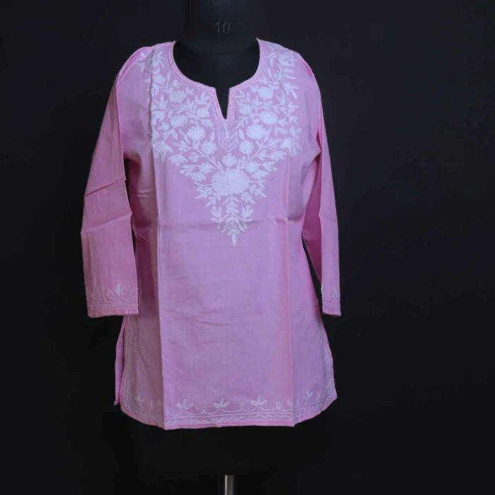 Kashmiri Kurti for Women Silk Kurti with Embroidery - Light Green