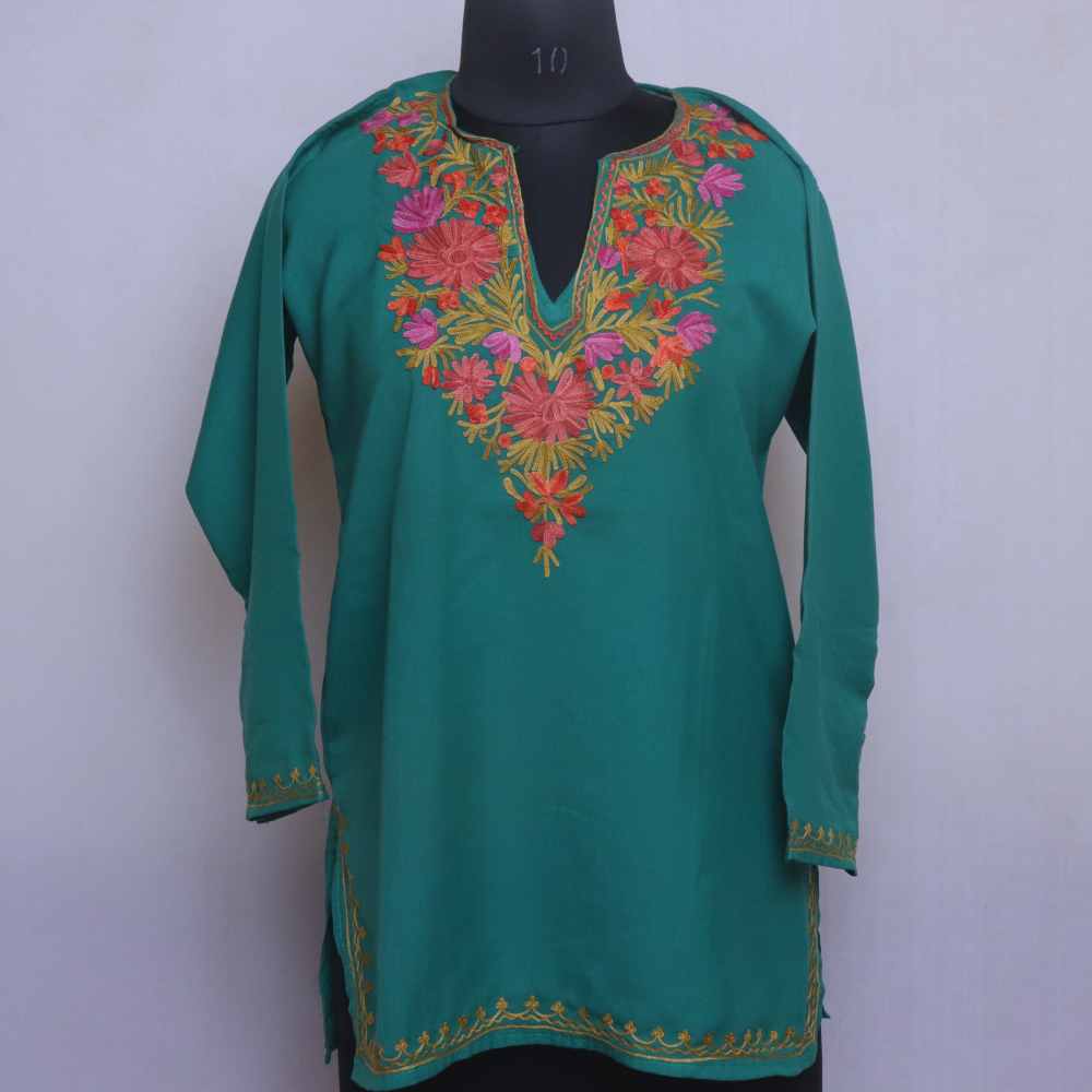 Kashmir Gallery Kashmiri Kurti for Women Cotton Kurti with Embroidery Long A Line Kurtis