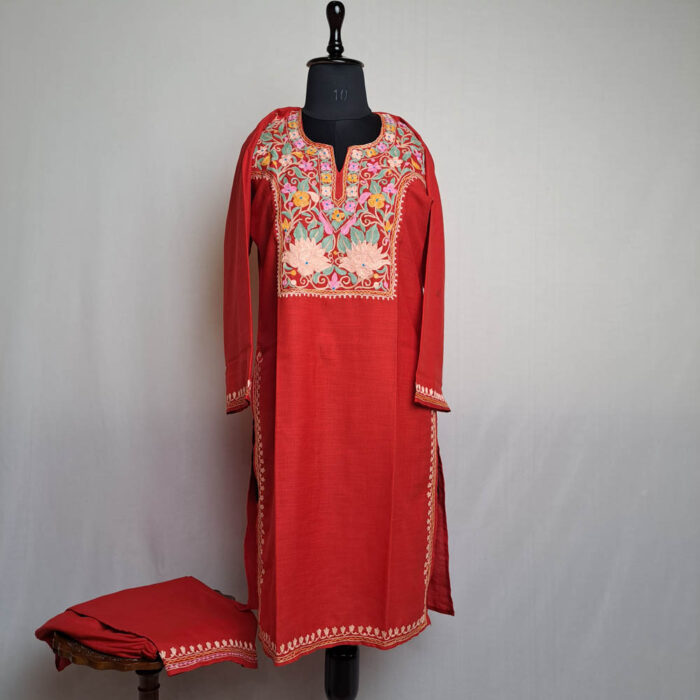 Akhzari Cupro Satin Red Printed Shirt Set