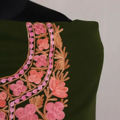 Forest Green Kashmiri Georgette Ladies Suit Unstitched with Aari Embroidery 1