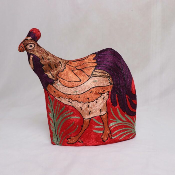 Handmade Rooster Hen Chainstitch Quilted Tea Cozy 1