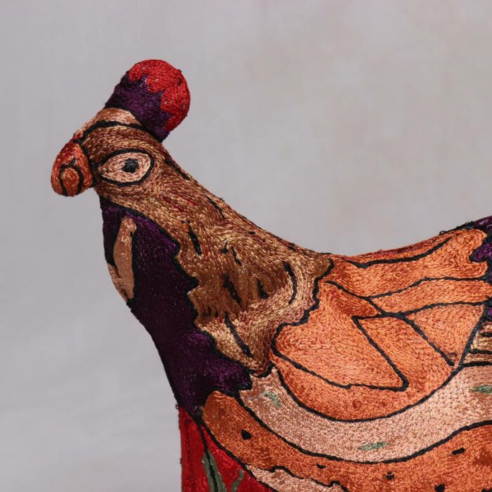 Handmade Rooster Hen Chainstitch Quilted Tea Cozy 2