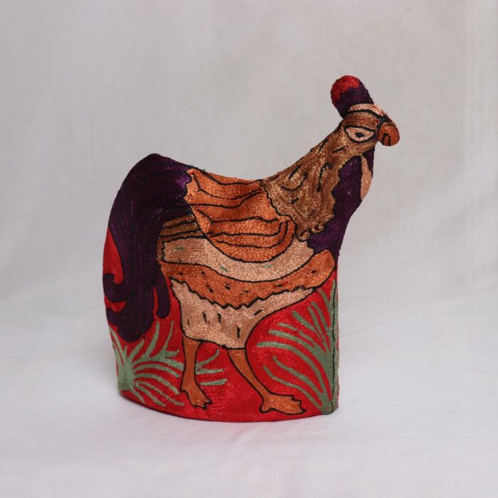 Handmade Rooster Hen Chainstitch Quilted Tea Cozy 3