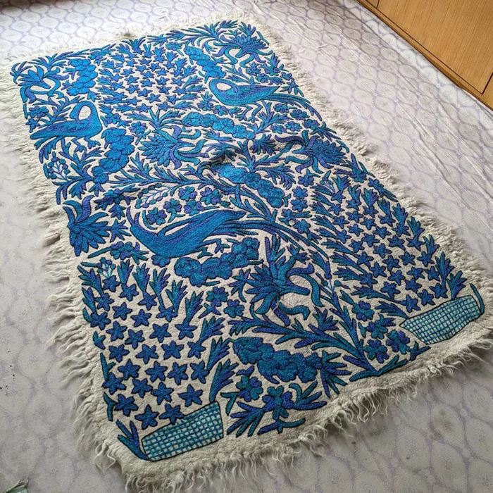 blue namda rug pure wool