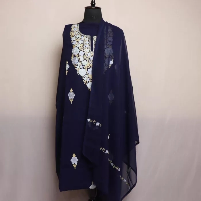 navy blue Kashmiri Georgette Ladies Suit 1 jpg