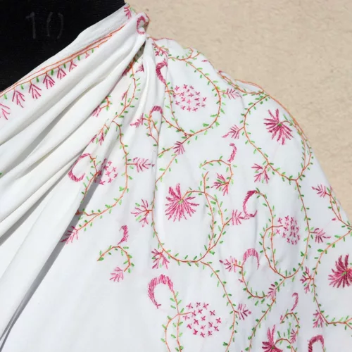 nice white saree hand embroidery