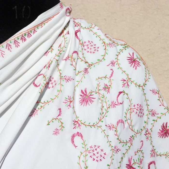 nice white saree hand embroidery jpg