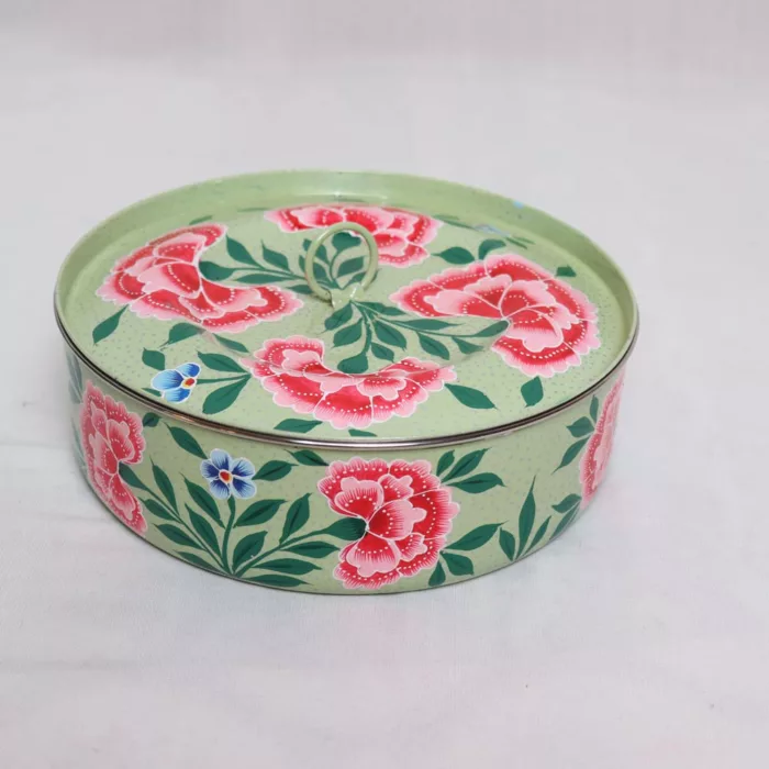 Kashmir Enamelware Floral Handpainted Stainless Steel Masala Box 1 jpg