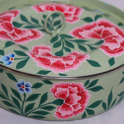 Kashmir Enamelware Floral Handpainted Stainless Steel Masala Box 2