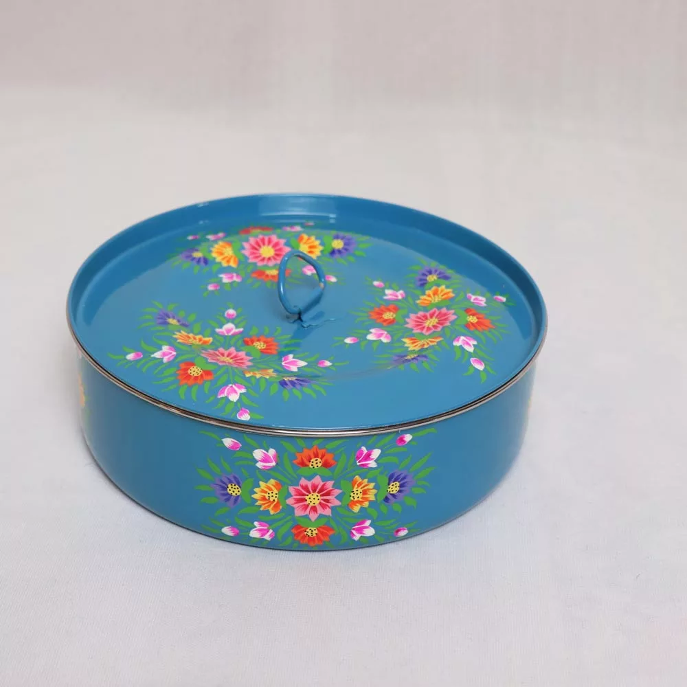 Multicolor - Bengal Patua Handpainted Stainless Steel Masala Box (7.5 x 7.5 in)
