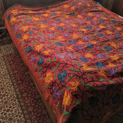crewel kashmiri bed cover